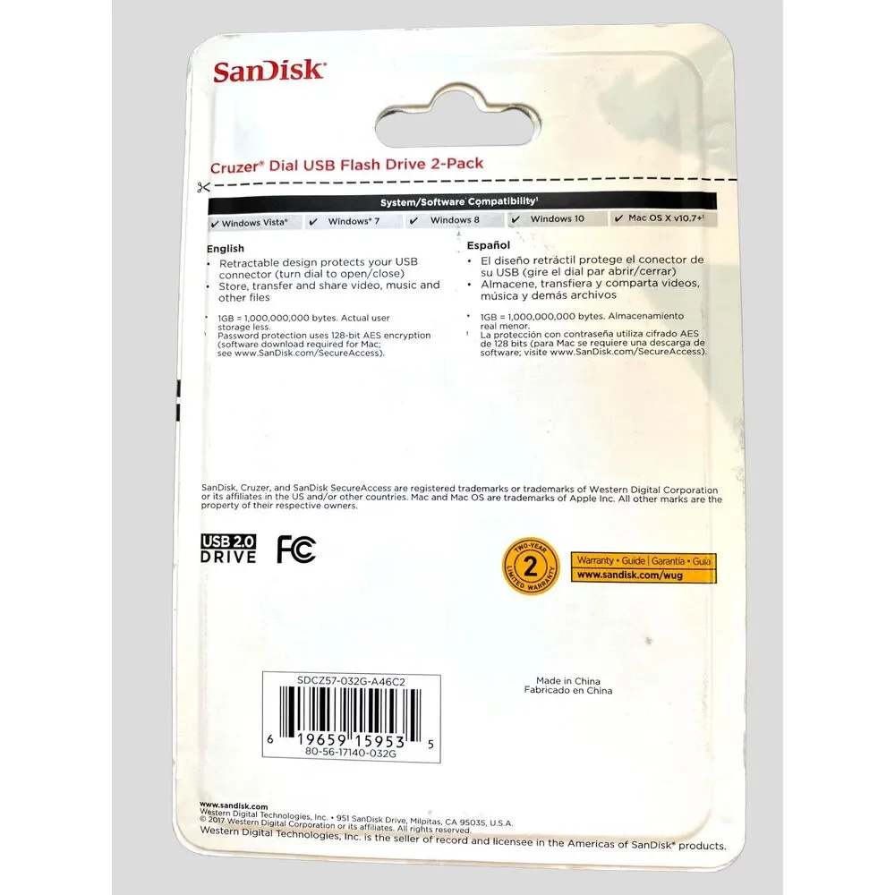 NWT SanDisk Cruzer Dial USB 2.0 Flash Drive, 32GB